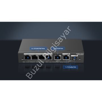 RUIJIE REYEE RG-ES206GS-P 4 PORT 10/100/1000 4 PORT POE+ 1XGE UPLINK 1 X SFP 54W RUJIE CLOUD YONETILEBILIR DESKTOP SWITC