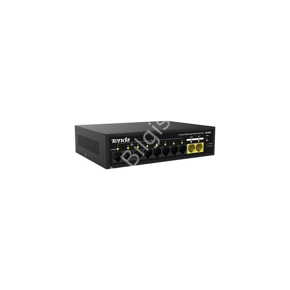 TENDA S110PC 10 PORT 10/100 8 PORT POE 2 PORT UPLINK 80W YONETILEMEZ DESKTOP SWITCH