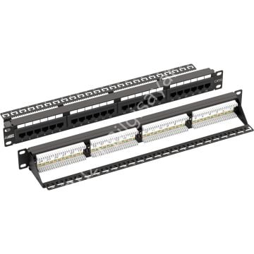 AGER AC-611-24E 8P8C,LSA,ALTIN KONTAK 24 PORT CAT6 DOLU 1U ZIRHSIZ PATCH PANEL