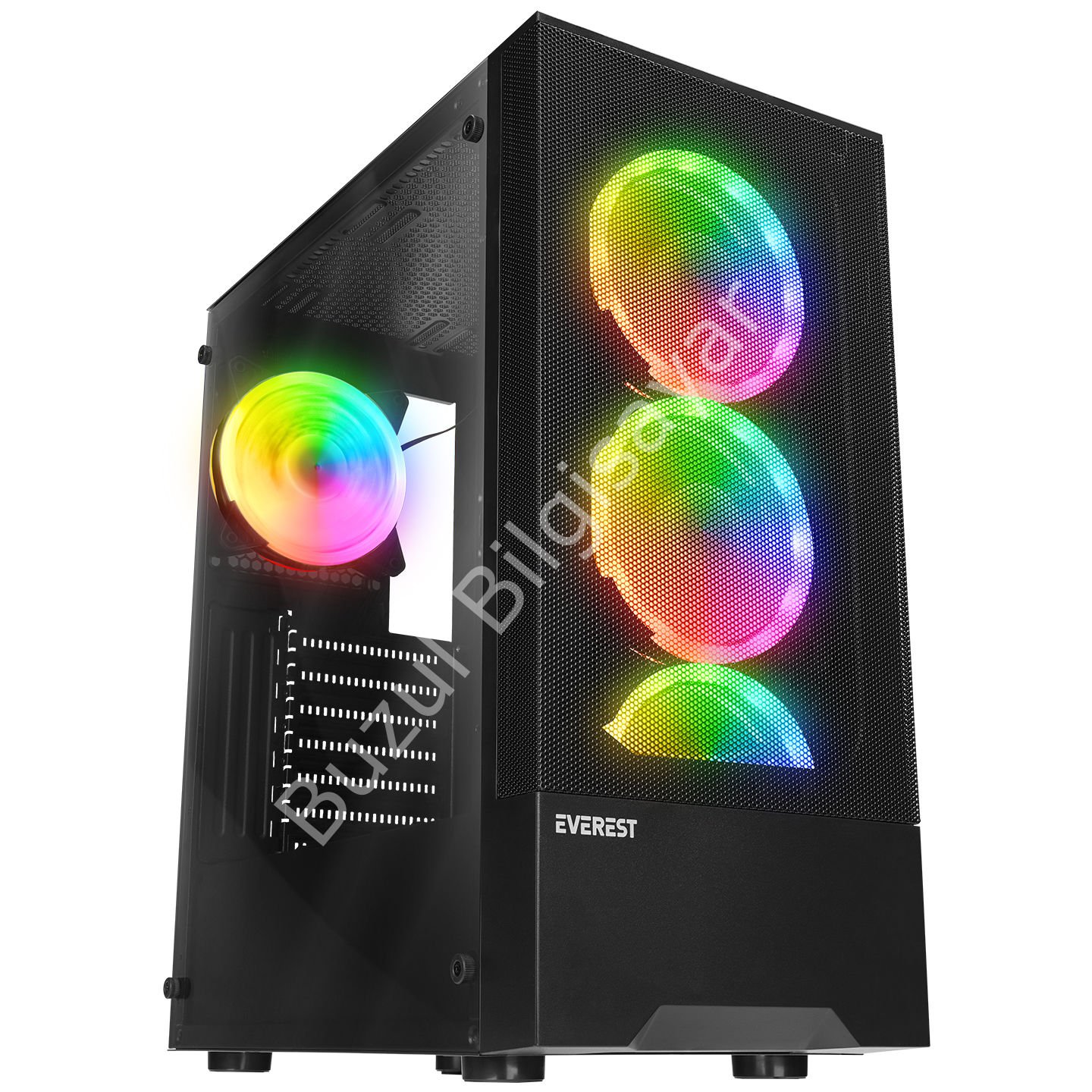 EVEREST DUSK 600W 4x12CM RGB FAN ATX TEMPERED GLASS 2xUSB2.0/1xUSB3.0 SİYAH MID TOWER GAMİNG KASA