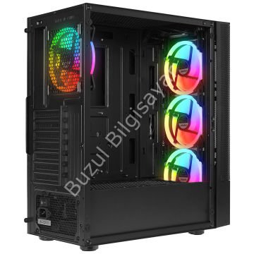 EVEREST DUSK 600W 4x12CM RGB FAN ATX TEMPERED GLASS 2xUSB2.0/1xUSB3.0 SİYAH MID TOWER GAMİNG KASA