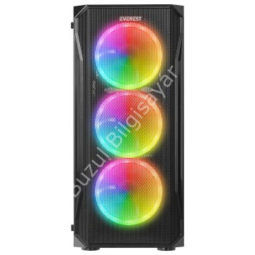 EVEREST X-RACER 600W 4x12CM ARGB FAN ATX PENCERELİ + TEMPERED 1xUSB 3.0 / 2xUSB 2.0 SİYAH GAMING KASA