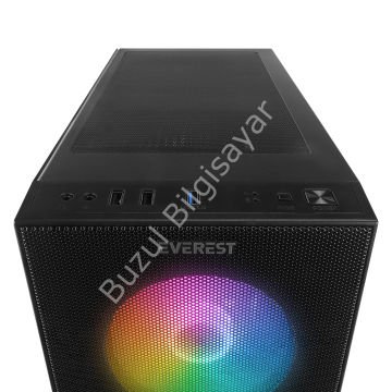 EVEREST FACED V1 MESH PSU YOK 4x12CM RGB FAN ATX TEMPERED GLASS 2xUSB2.0/1xUSB3.0 SİYAH MID TOWER GAMİNG KASA