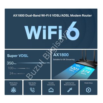 TP-LINK ARCHER VX1800V AX1800MBPS DUALBAND WIFI6 VDSL/ADSL MODEM ROUTER