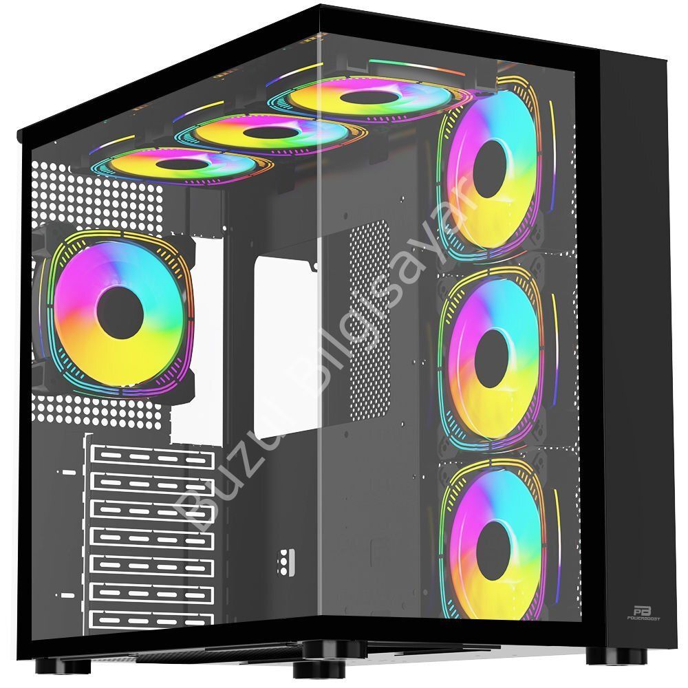 POWER BOOST PB-SS02B 7x ARGB FAN ATX SEA VIEW USB3.0 SİYAH KASA