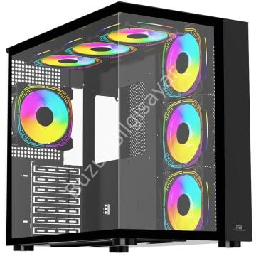 POWER BOOST PB-SS02B 7x ARGB FAN ATX SEA VIEW USB3.0 SİYAH KASA