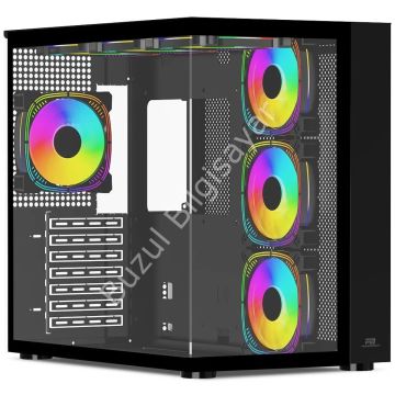 POWER BOOST PB-SS02B 7x ARGB FAN ATX SEA VIEW USB3.0 SİYAH KASA