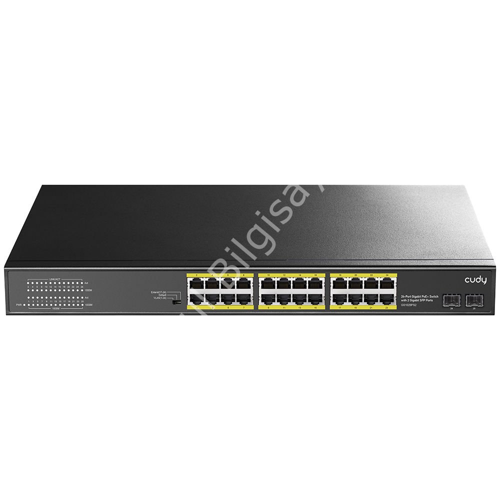 CUDY GS1028PS2 24 PORT 10/100/1000 24 PORT POE+ 2 X SFP YONETILEMEZ RACK MOUNT SWITCH