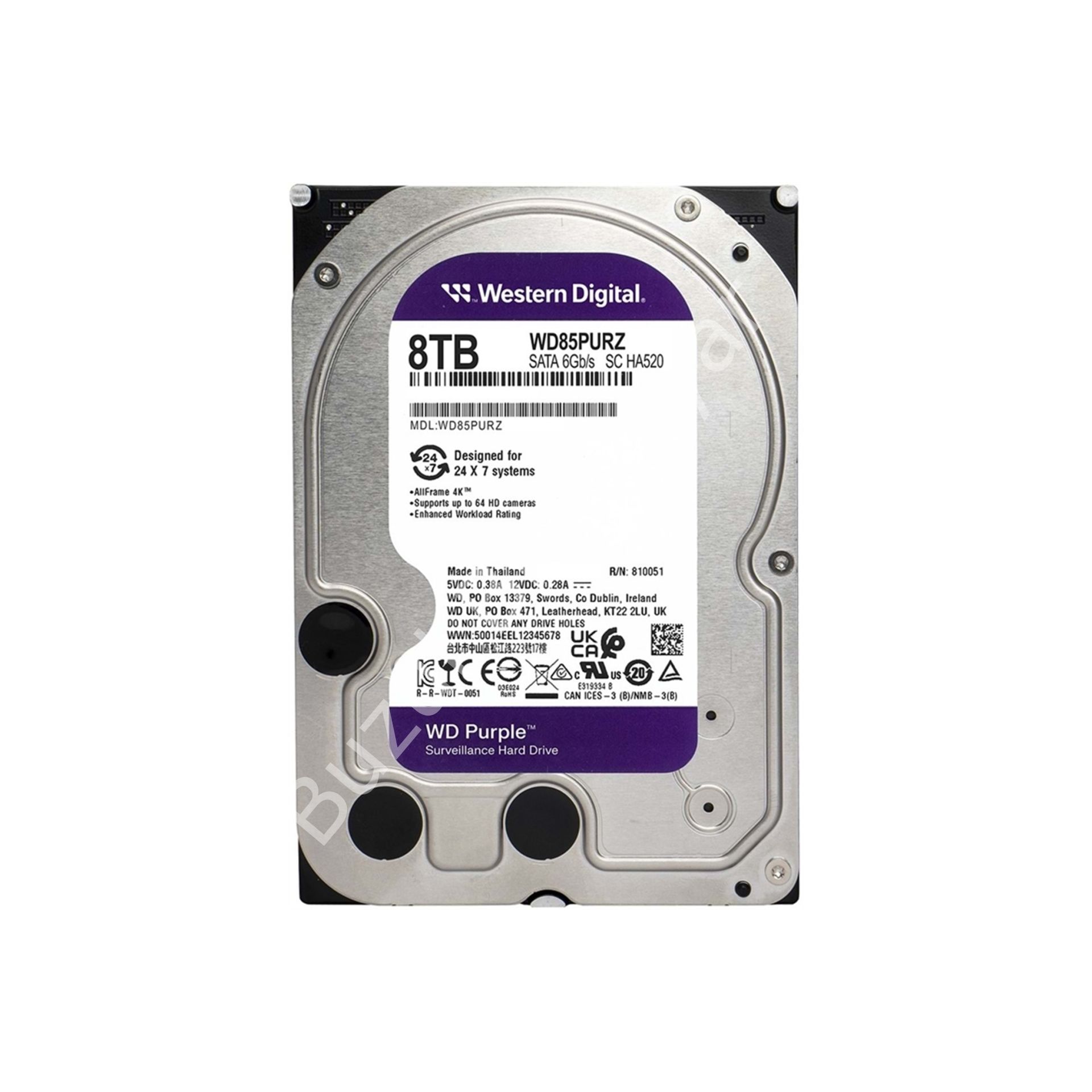 WD PURPLE 8TB 5640RPM 128MB SATA3 WD85PURZ 7/24 HDD