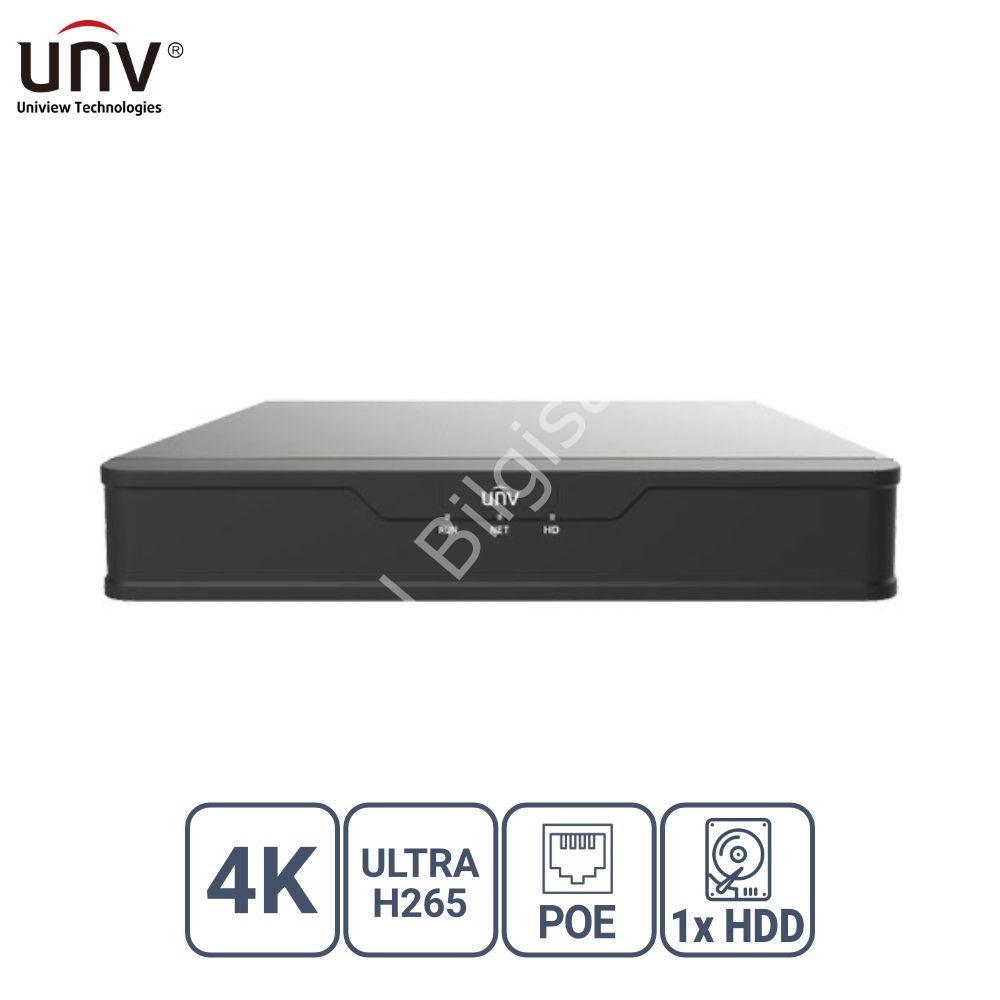 UNIVIEW NVR301-04S3-P4 4 KANAL POE VGA/HDMI H265+ NVR KAYIT CİHAZI
