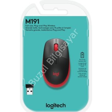 LOGITECH M191 KABLOSUZ 1000 DPI KIRMIZI MOUSE 910-005910