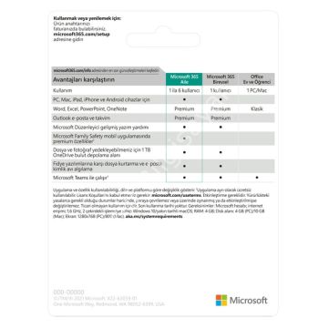 MICROSOFT OFFICE 365 AİLE 6GQ-00086 ELEKTRONİK LİSANS