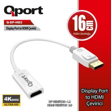 QPORT Q-DP-HD2 DISPLAY TO HDMI 4K ÇEVİRİCİ ADAPTÖR