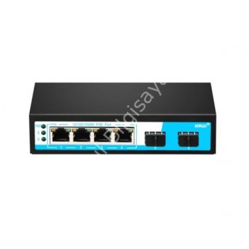 HRUI HR901-AF-4P2S 4 PORT 10/100/1000 4 PORT POE 2 X SFP 65W YONETILEMEZ RACK MOUNT SWITCH