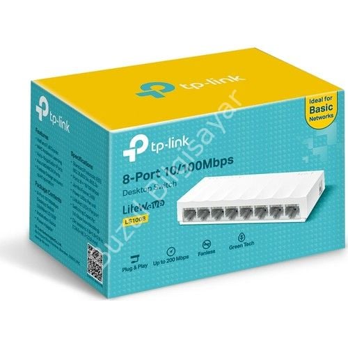 TP-LINK LS1008 8 PORT 10/100 YONETILEMEZ DESKTOP SWITCH PLASTİK KASA