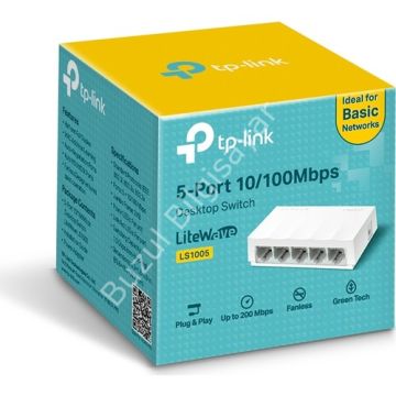 TP-LINK LS1005 5 PORT 10/100 YONETILEMEZ DESKTOP SWITCH PLASTİK KASA