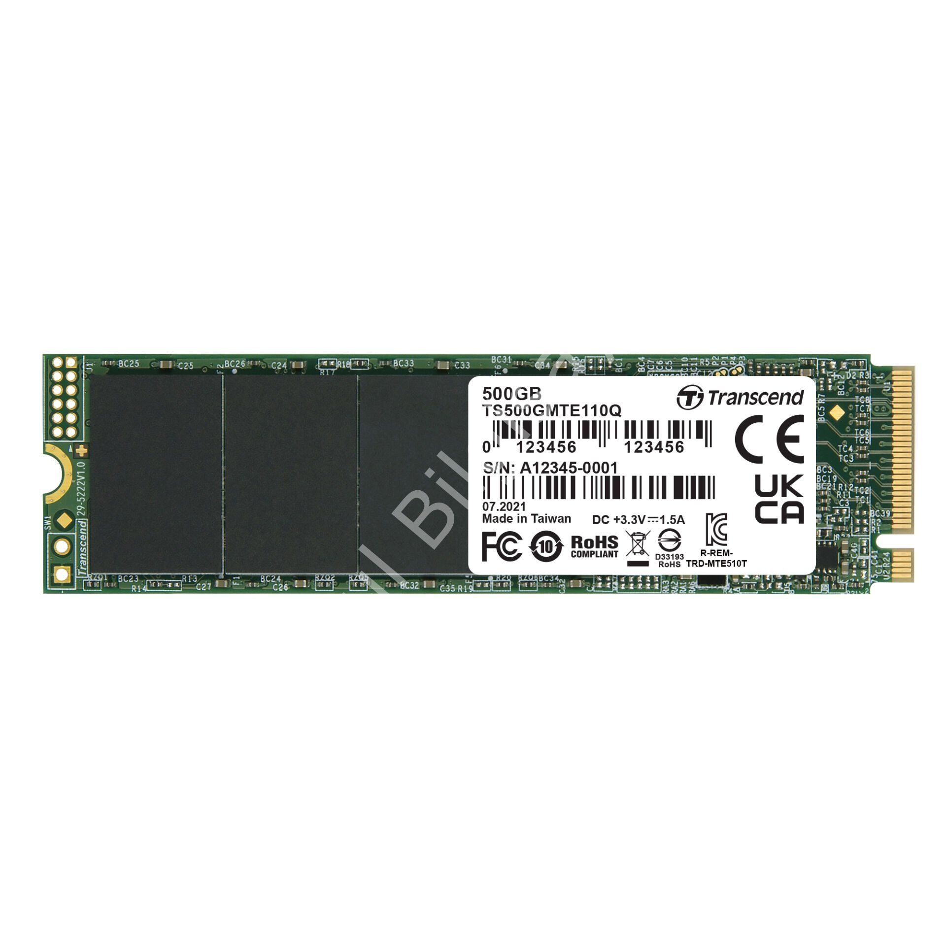 TRANSCEND 500GB 1900/900MB/s PCIE GEN3x4 NVME SSD TS500GMTE110Q