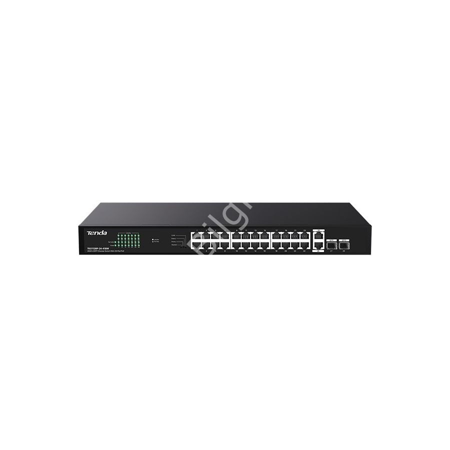 TENDA TEG1128P-24-410W 24 PORT 10/100/1000 POE 2 PORT UPLINK +2 SFP 410W YONETILEMEZ RACK MOUNT SWITCH