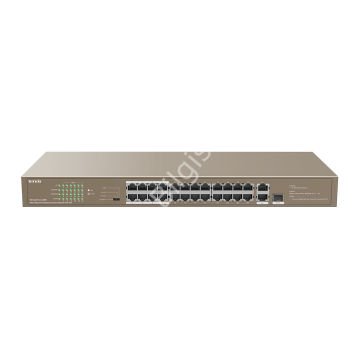 TENDA TEF1126P-24-250W 24 PORT 10/100 POE 2 PORT UPLINK + 1 SFP 250W YONETILEMEZ DESKTOP SWITCH