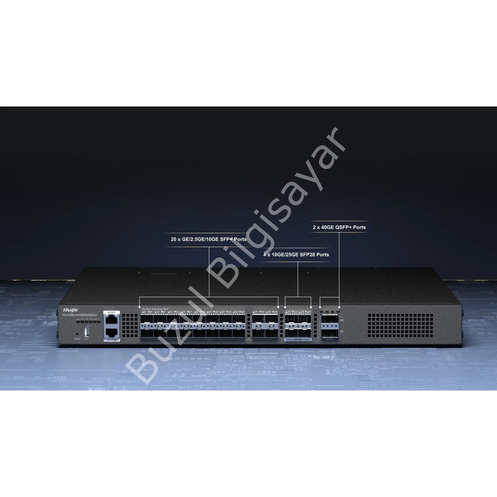 RUIJIE RG-CS86-20XS4VS2QXS-D 28 SFP 100/1000M 10/100/1000 2 x 40GBASE-X QSFP+ YONETILEBILIR RACK MOUNT SWITCH