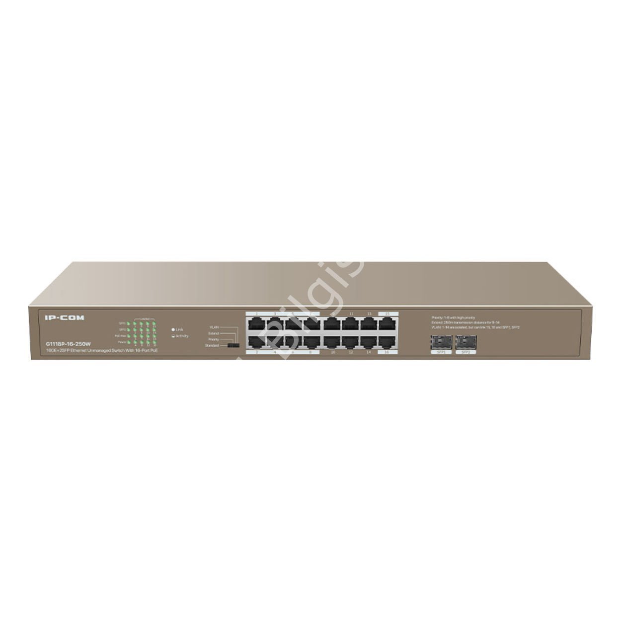 IP-COM IP-G3318P-16-250W 16 PORT 10/100/1000 16 PORT POE 2 X SFP 250W CLOUD YÖNETİLEBİLİR RACK MOUNT SWITCH