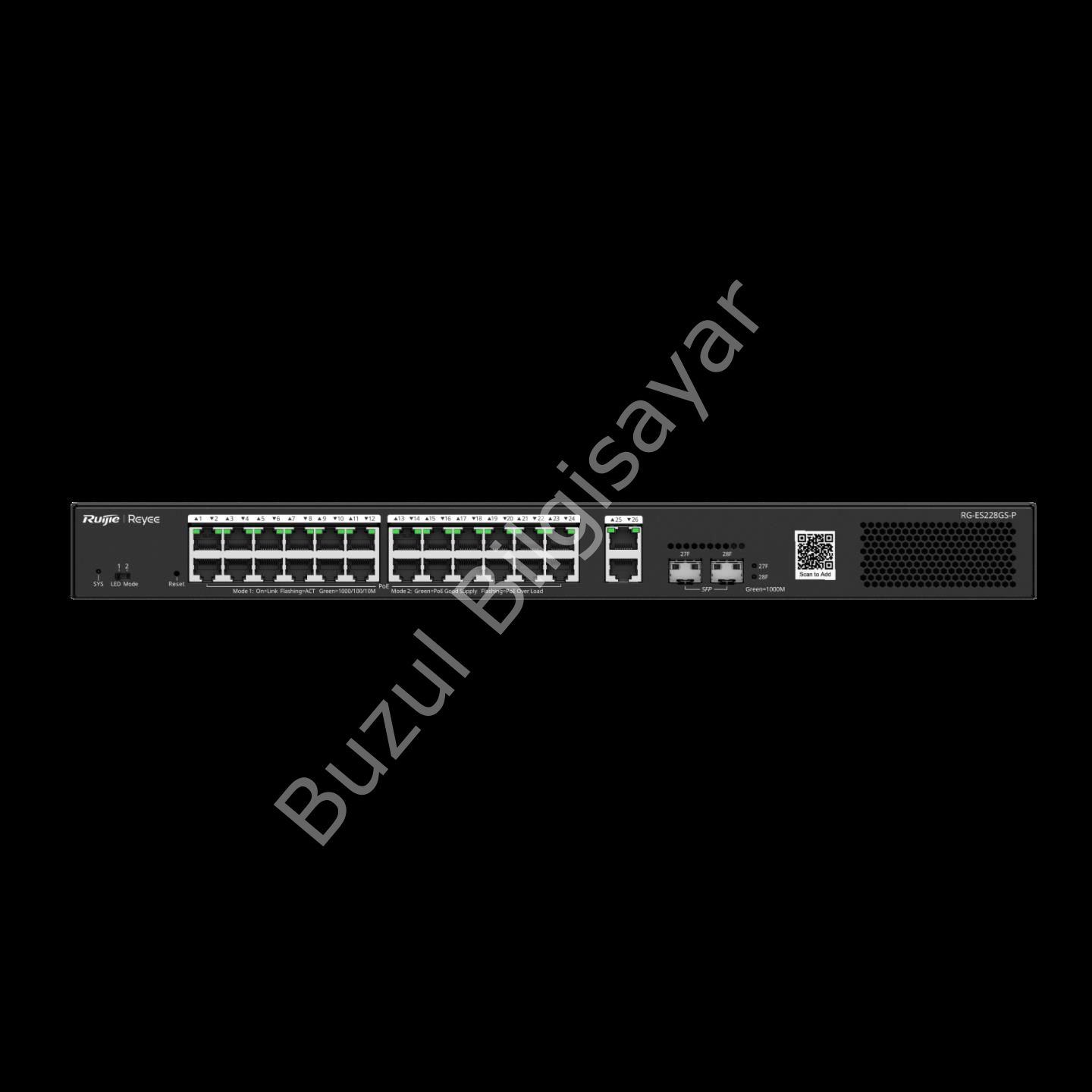 RUIJIE REYEE RG-ES228GS-P 24 PORT 10/100/1000 24 PORT POE 2 PORT UPLINK +2 SFP 370 WATT CLOUD YÖNETİLEBİLİR RACK MOUNT S